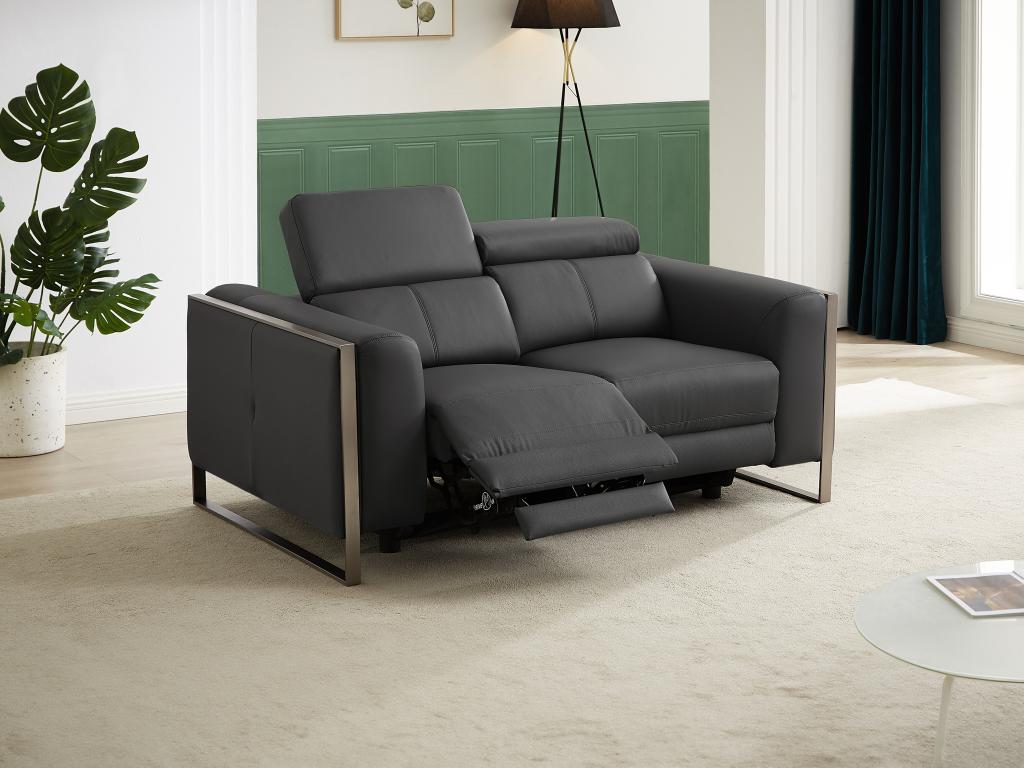 Meublori 2-seater electric sofa in anthracite grey leather