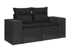 11-piece garden furniture set with cushions, black woven resin