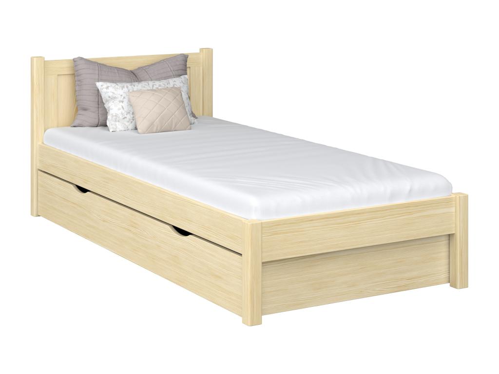 Single wooden bed - with drawer N02 Light Pine 90x180