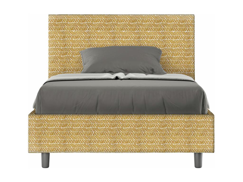 Single bed with upholstered slatted base 120x190 cm, Meublori 3 yellow fabric