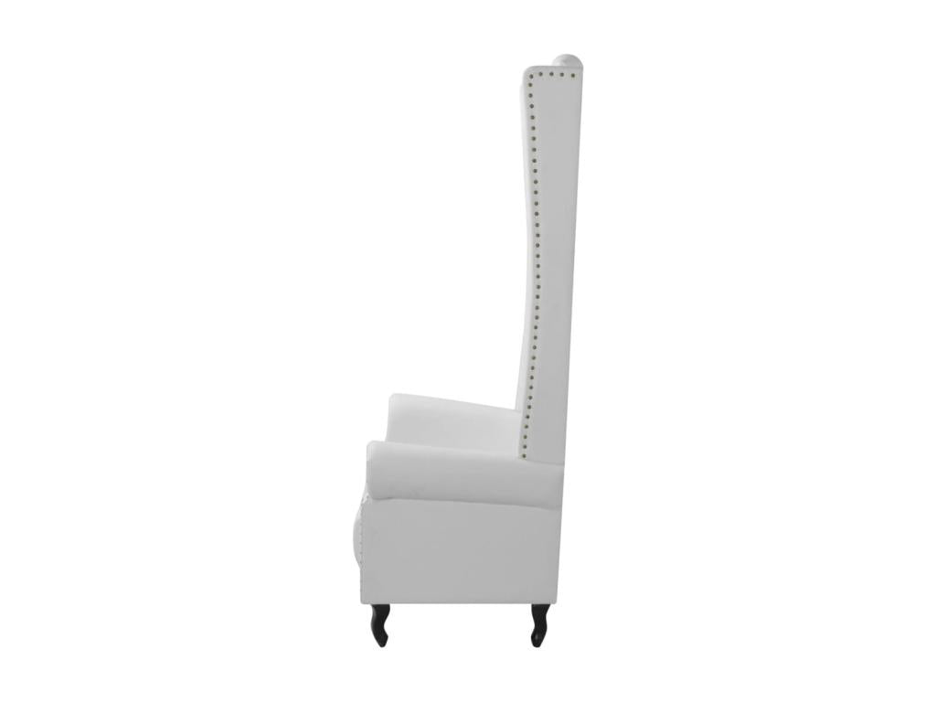 White faux leather high-back chair