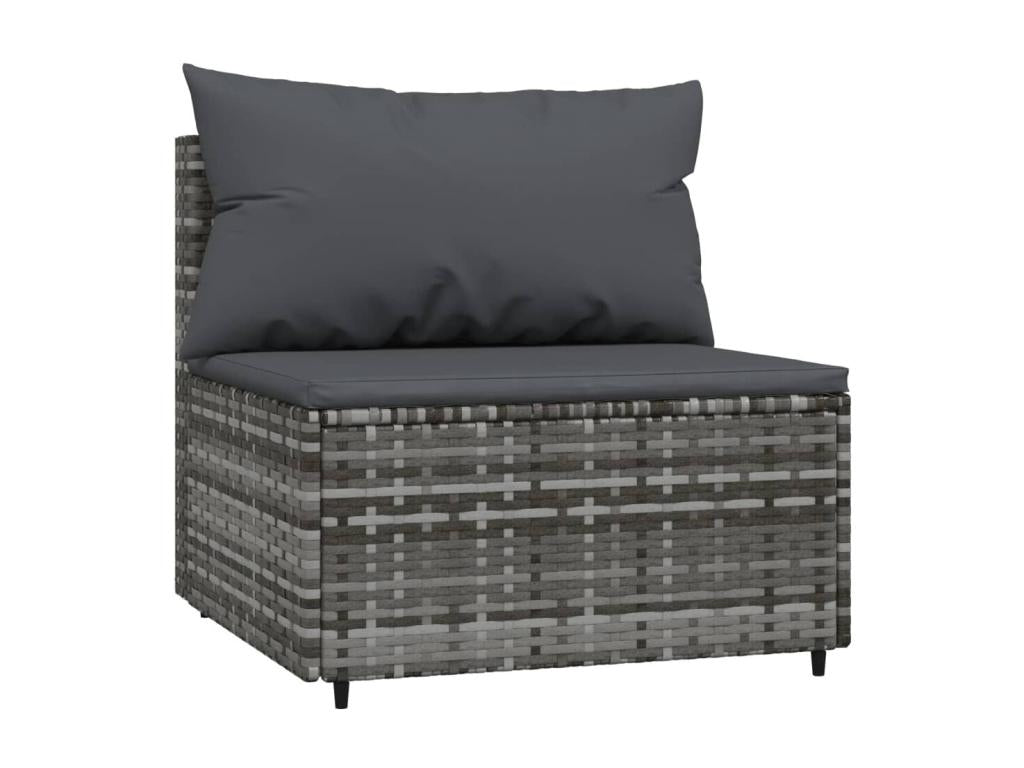 3-piece garden furniture set with cushions, grey woven resin