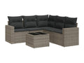 6-piece garden furniture set with grey resin wicker cushions