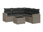 6-piece garden furniture set with grey resin wicker cushions