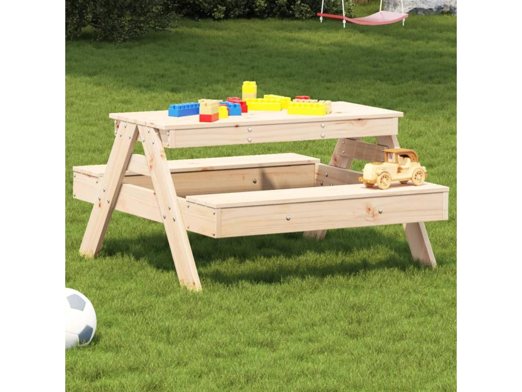 Children's picnic table 88x97x52cm solid pine wood