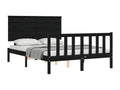 Bed frame with black headboard 140x190 solid wood ASRI00361