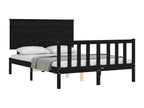 Bed frame with black headboard 140x190 solid wood ASRI00361