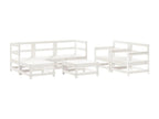 7-piece garden furniture set, white, solid pine wood