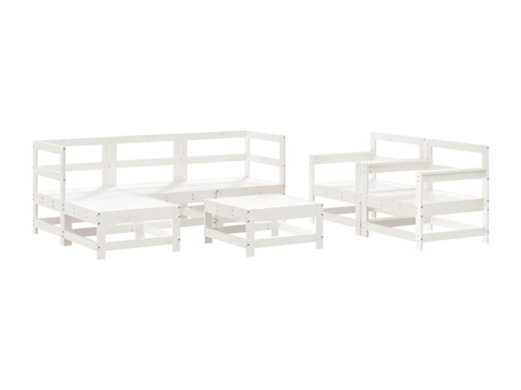 7-piece garden furniture set, white, solid pine wood