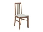 Brown wood and fabric chair, Meublori-Tissu 27101