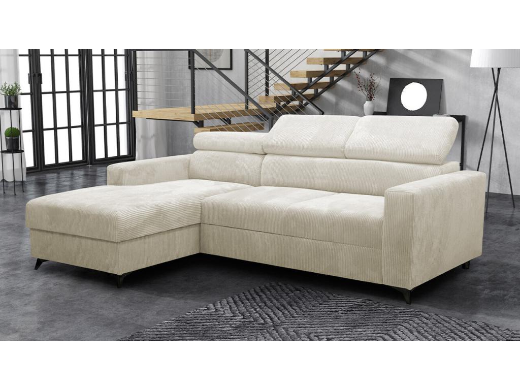Meublori 191 Corner Sofa, Light Brown, Sleeping Function, Bedding Box, 236x82cm