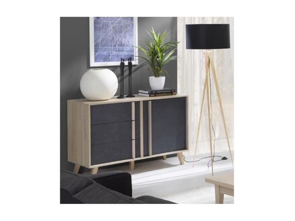 Meublori sideboard, small model, light oak and concrete grey