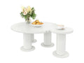 Set of 2 round coffee tables - D 100 x H 40 cm and D 39.8 x H 42.2 cm - MDF wood - White