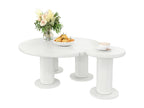 Set of 2 round coffee tables - D 100 x H 40 cm and D 39.8 x H 42.2 cm - MDF wood - White