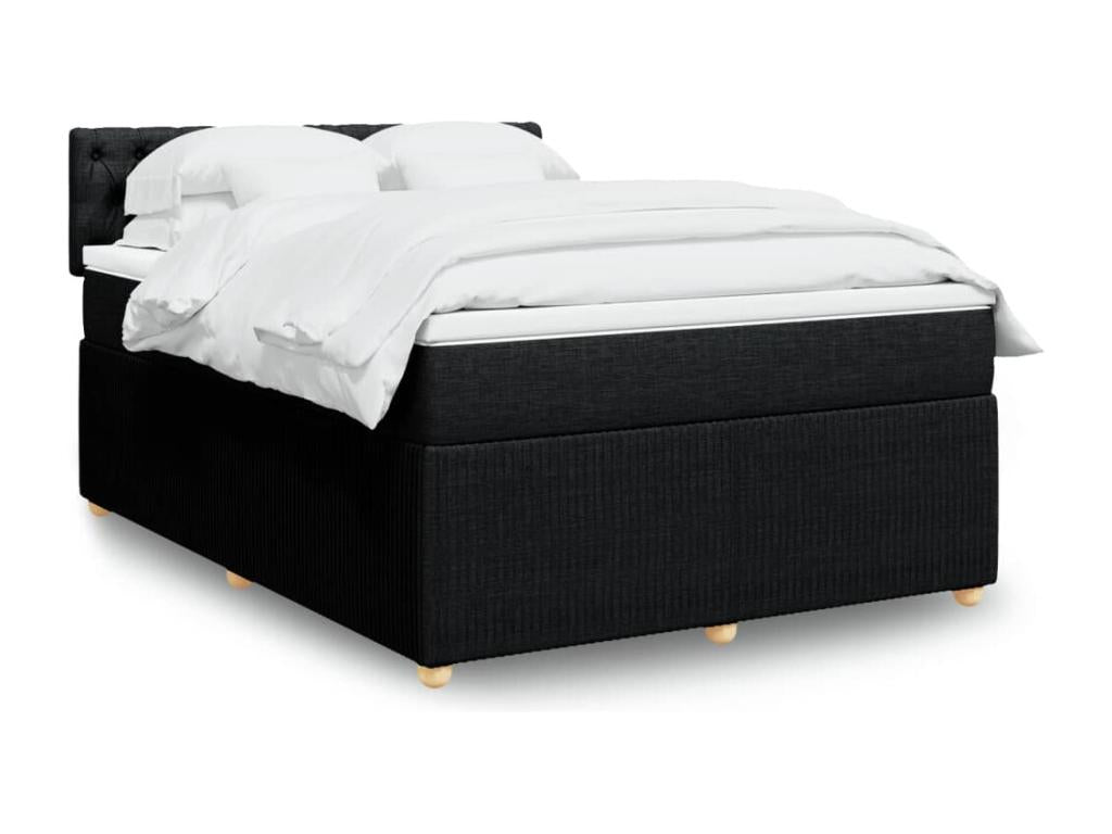 Meublori bed base with black mattress, 140x190 cm, fabric