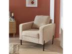 Beige corduroy armchair - Meublori - Fixed 1-seater sofa with metal legs