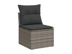 7-piece garden furniture set with cushions, grey woven resin KCJH55352
