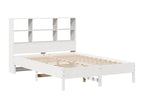 White bookcase bed without mattress, 160x200 cm, solid pine wood, UBAN78179