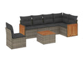7-piece garden furniture set with cushions, grey woven resin ZGJV61051