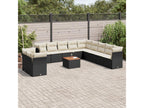12-piece garden furniture set with cushions, black resin wicker
