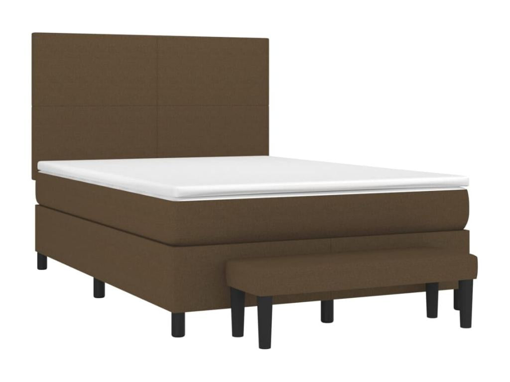 Upholstered bed base with mattress, dark brown, 140x190 cm