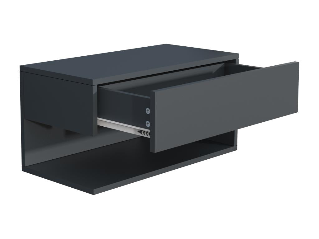 Meublori Wooden Wall Drawer, Wall-Mounted Nightstand, Drawer Console, Usal XL Nightstand, 60 cm, Anthracite