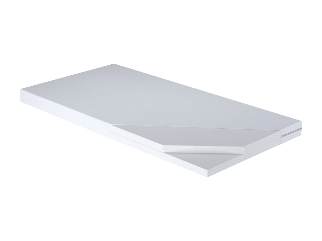 Meublori - 160x80 single bed with graphic design for children, complete with guardrail, mattress and frame