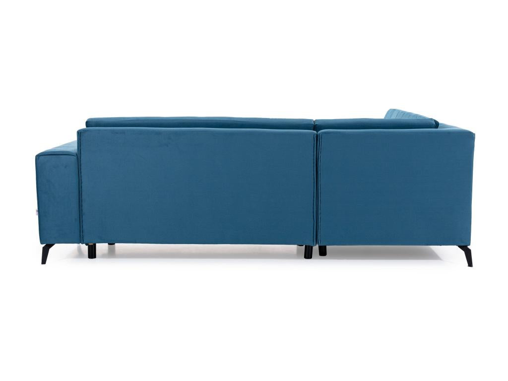 Meublori 260cm Left-Hand Corner Upholstered Convertible Sofa in Black Faux Leather