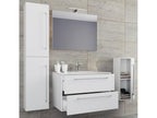 Meublori 5-piece bathroom vanity unit with sink, drawer, and mirror in white - 80