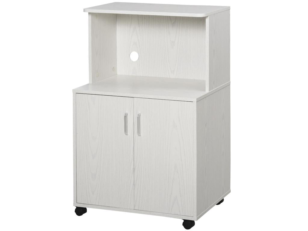 Meublori microwave cupboard trolley 2 doors - dim - 60.4L x 40.3lx 97H cm - white