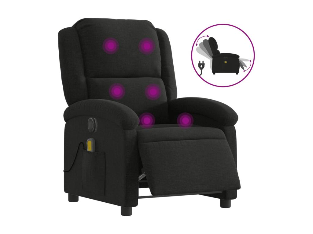 Black Fabric Electric Reclining Massage Chair