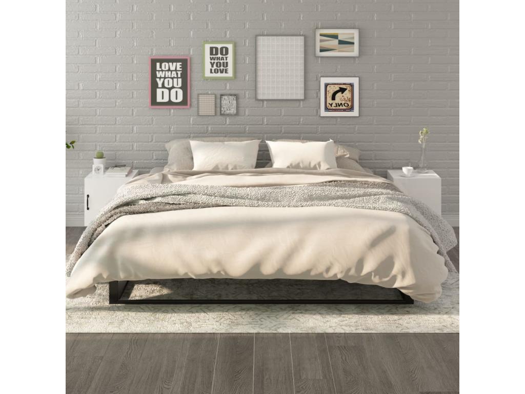 2-piece bedside tables, glossy white, engineered wood