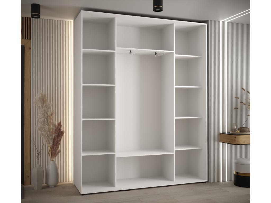 Meublori 7 Sliding Door Wardrobe 235.2/190/45 3 Doors White/White/Silver