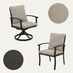 EGEIROS LIFE AluLux 9-Piece Aluminum Patio Dining Set with 2 Swivel Dining Chairs, 6 Dining Chairs and Washable Cushions