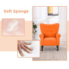 Erommy Modern Accent Chair, High Back Armchair, Upholstered Fabric Button Single Sofa with Wooden Legs for Living Room