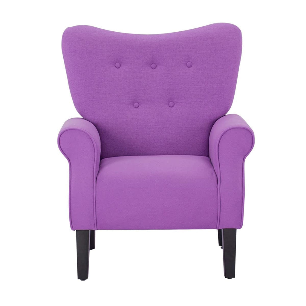 Erommy Modern Accent Chair, High Back Armchair, Upholstered Fabric Button Single Sofa with Wooden Legs for Living Room