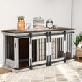 EROMMY Solid Wood Dog Crate Furniture, Indoor Dog Kennel with Sliding Door TV Cabinet, Chic Wooden Dog House, Stylish Dog Cage