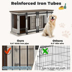 EROMMY Solid Wood Dog Crate Furniture, Indoor Dog Kennel with Sliding Door TV Cabinet, Chic Wooden Dog House, Stylish Dog Cage