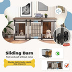 EROMMY Solid Wood Dog Crate Furniture, Indoor Dog Kennel with Sliding Door TV Cabinet, Chic Wooden Dog House, Stylish Dog Cage