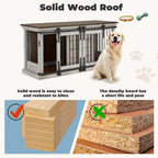 EROMMY Solid Wood Dog Crate Furniture, Indoor Dog Kennel with Sliding Door TV Cabinet, Chic Wooden Dog House, Stylish Dog Cage