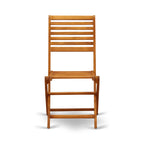 East West Furniture Outdoor Conversation Bistro Set Contains a Round Wood Coffee Table and 2 Folding Side Chairs, Natural Oil