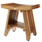 EcoDecors, Serenity, Teak Shower Bench, Teak Shower Stool, Teak Corner Shower Bench, 18 Inch, With Shelf