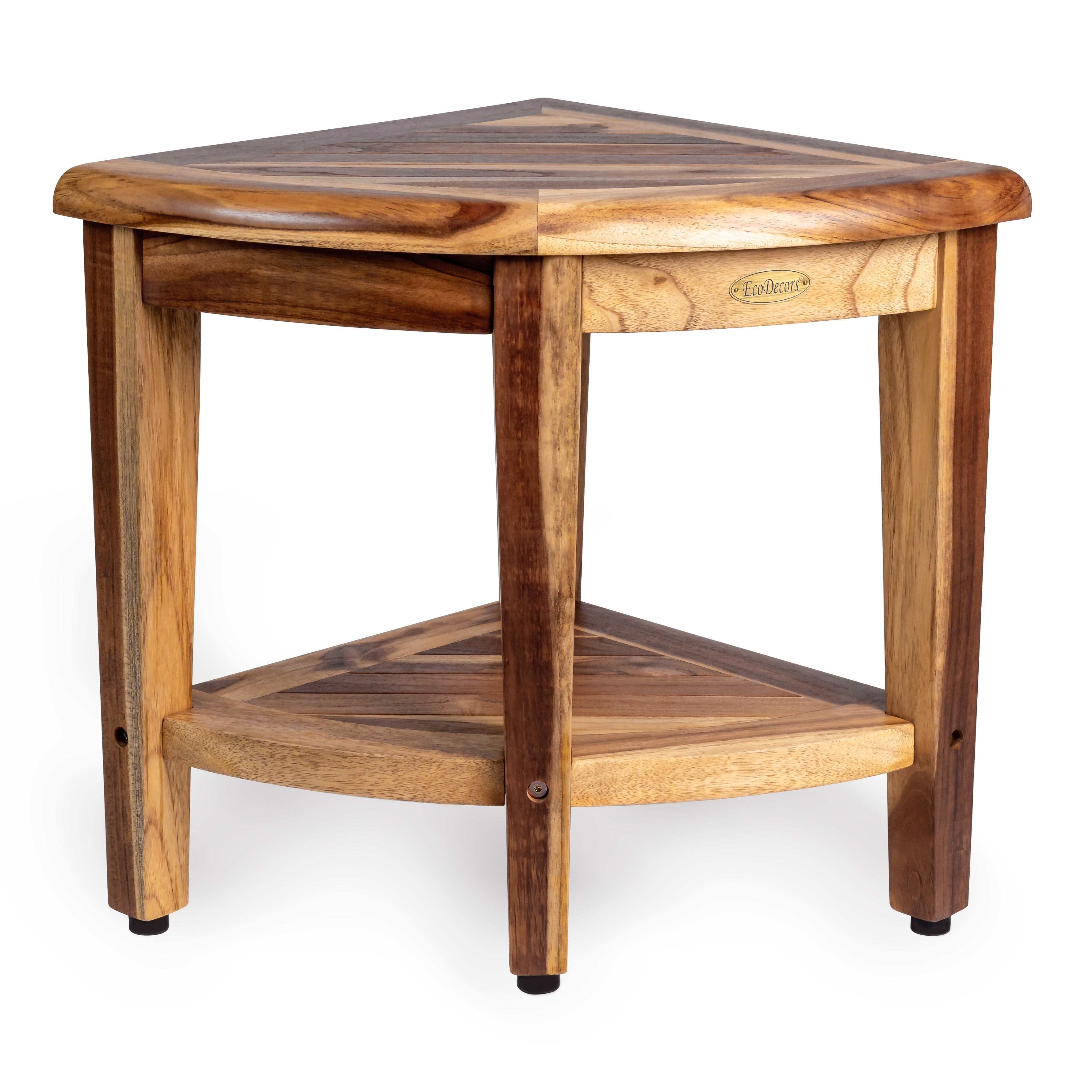 EcoDecors, Snazzy Corner, Teak Shower Bench, Teak Shower Stool, Corner Shower Stool, Teak Corner Shower Bench, With Shelf