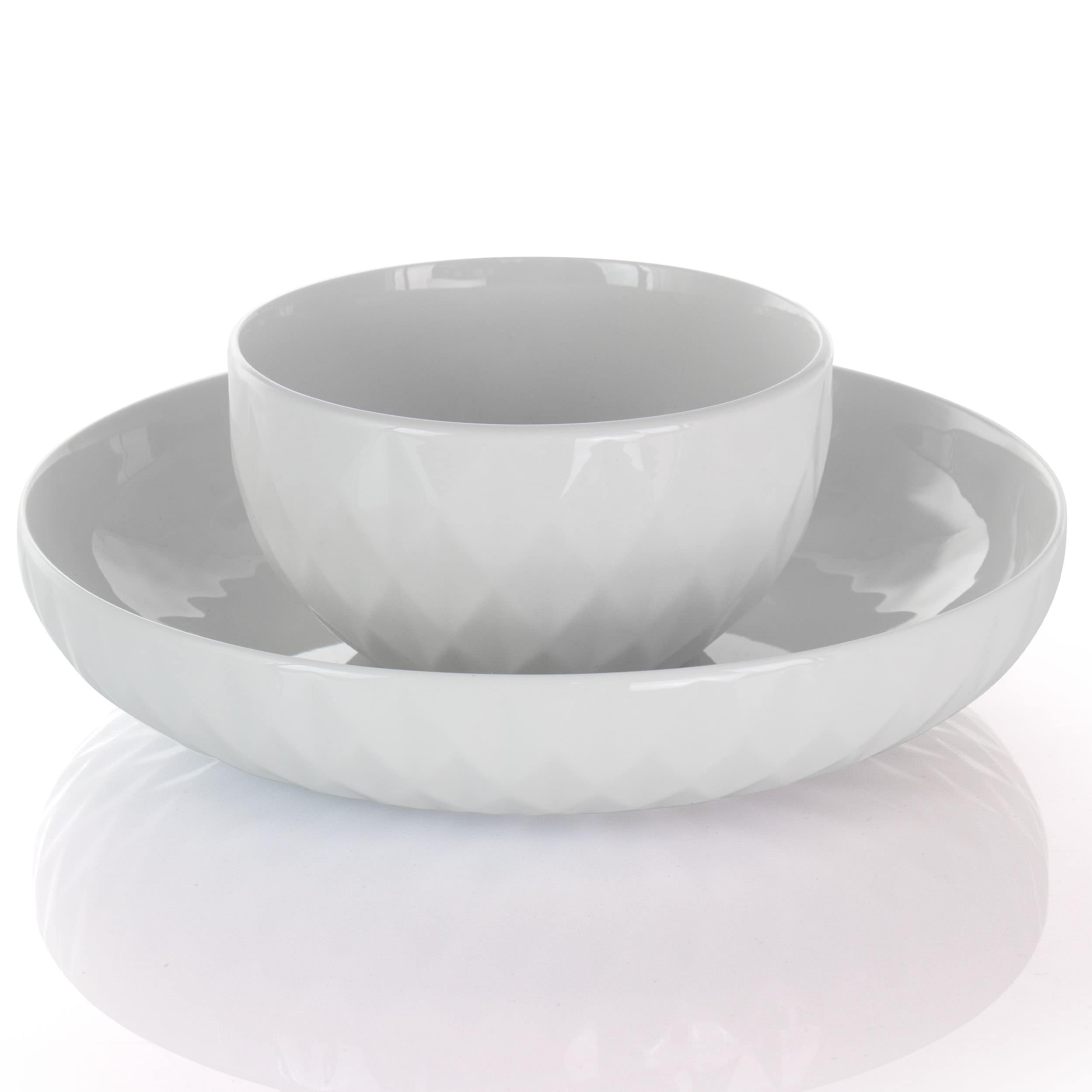 Elama Sienna 18 Piece Stoneware Dinnerware Set in White