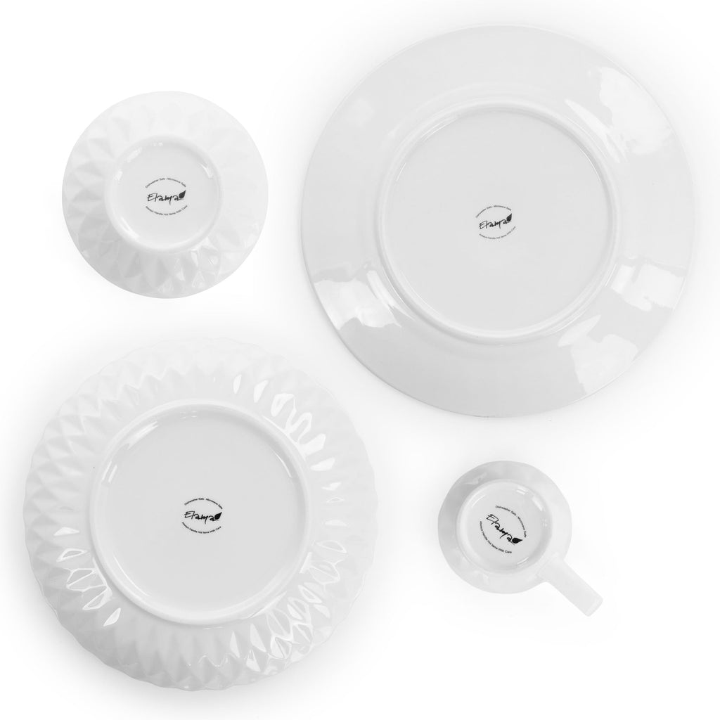 Elama Sienna 18 Piece Stoneware Dinnerware Set in White