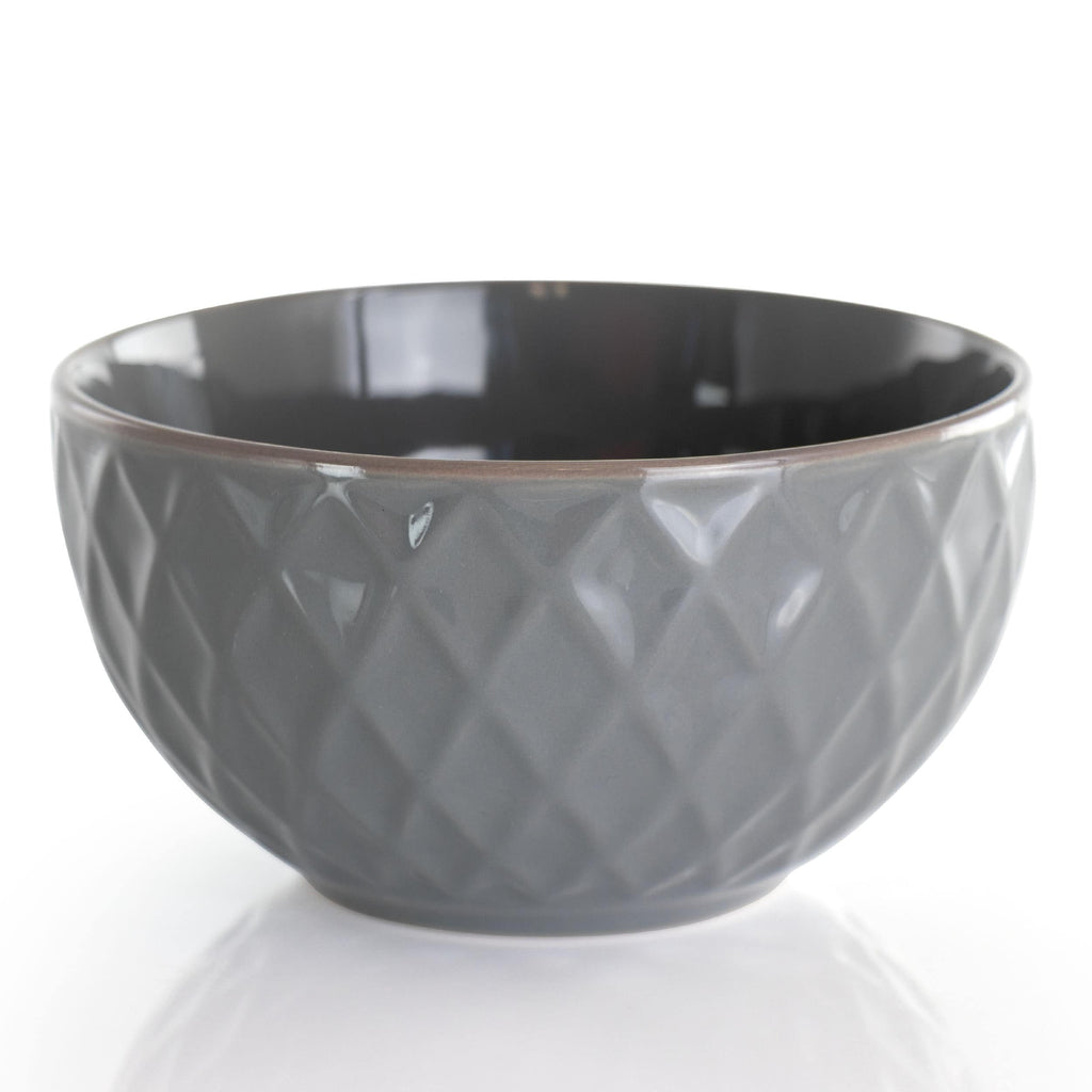 Elama Tahitian Diamond 16 Piece Stoneware Dinnerware Set in Slate
