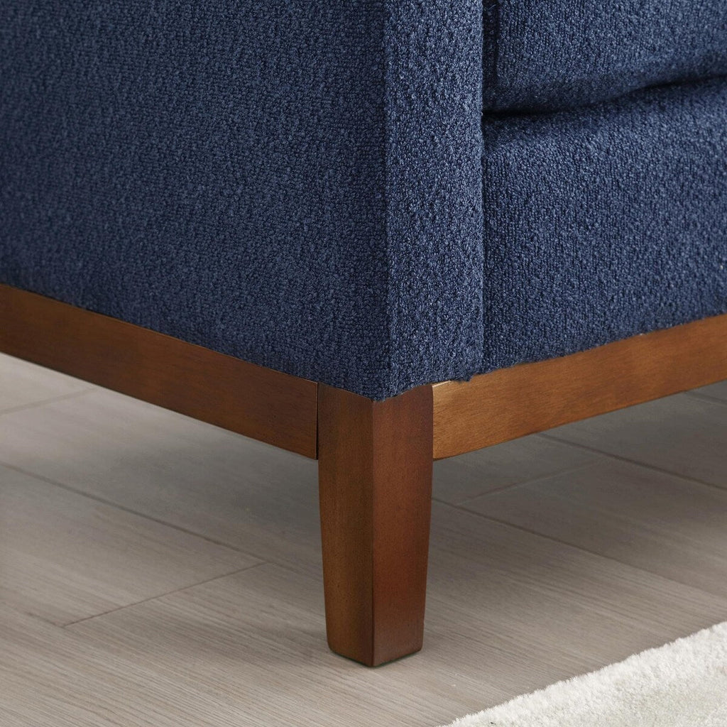 Elegant 53.5 Upholstered Ottoman Bench with Wood Legs & Bolster Pillows