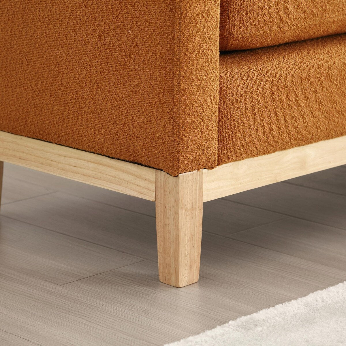 Elegant 53.5 Upholstered Ottoman Bench with Wood Legs & Bolster Pillows