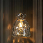Elisie Mid-century Modern Pendant Light 1-Light Waterfall Glass Hammered Dome Kitchen Island Lighting Dining Room