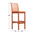 Emilio Wood Bar Table and Chair Dining Set